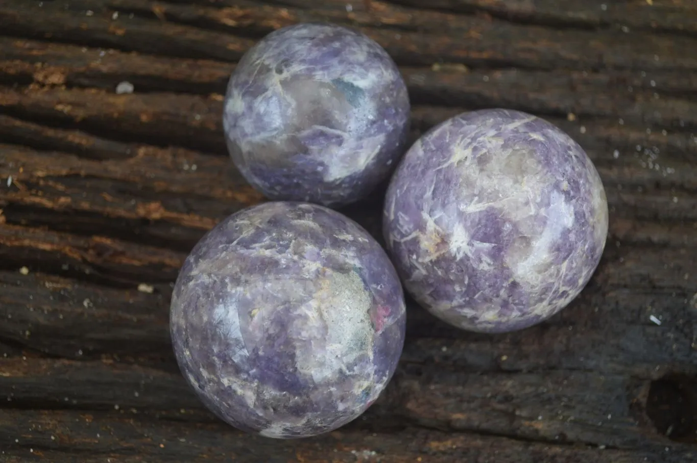 Polished Purple Rubellite Spheres (Some With Rubellite) x 6 From Madagascar