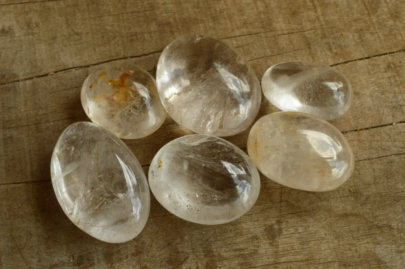 Polished Rock Crystal Quartz Galet / Palm Stones x 20 From Madagascar