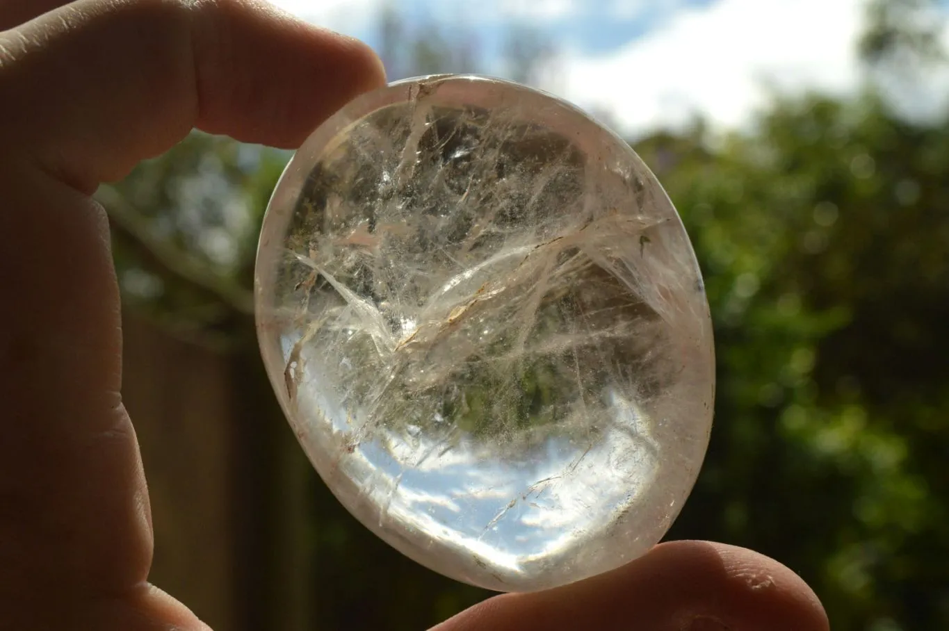 Polished Rock Crystal Quartz Galet / Palm Stones x 20 From Madagascar