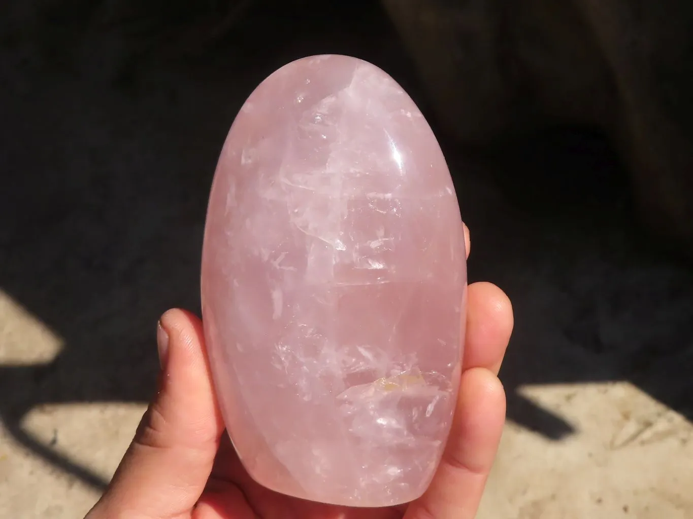 Polished Rose Quartz Standing Free Forms x 3 From Madagascar