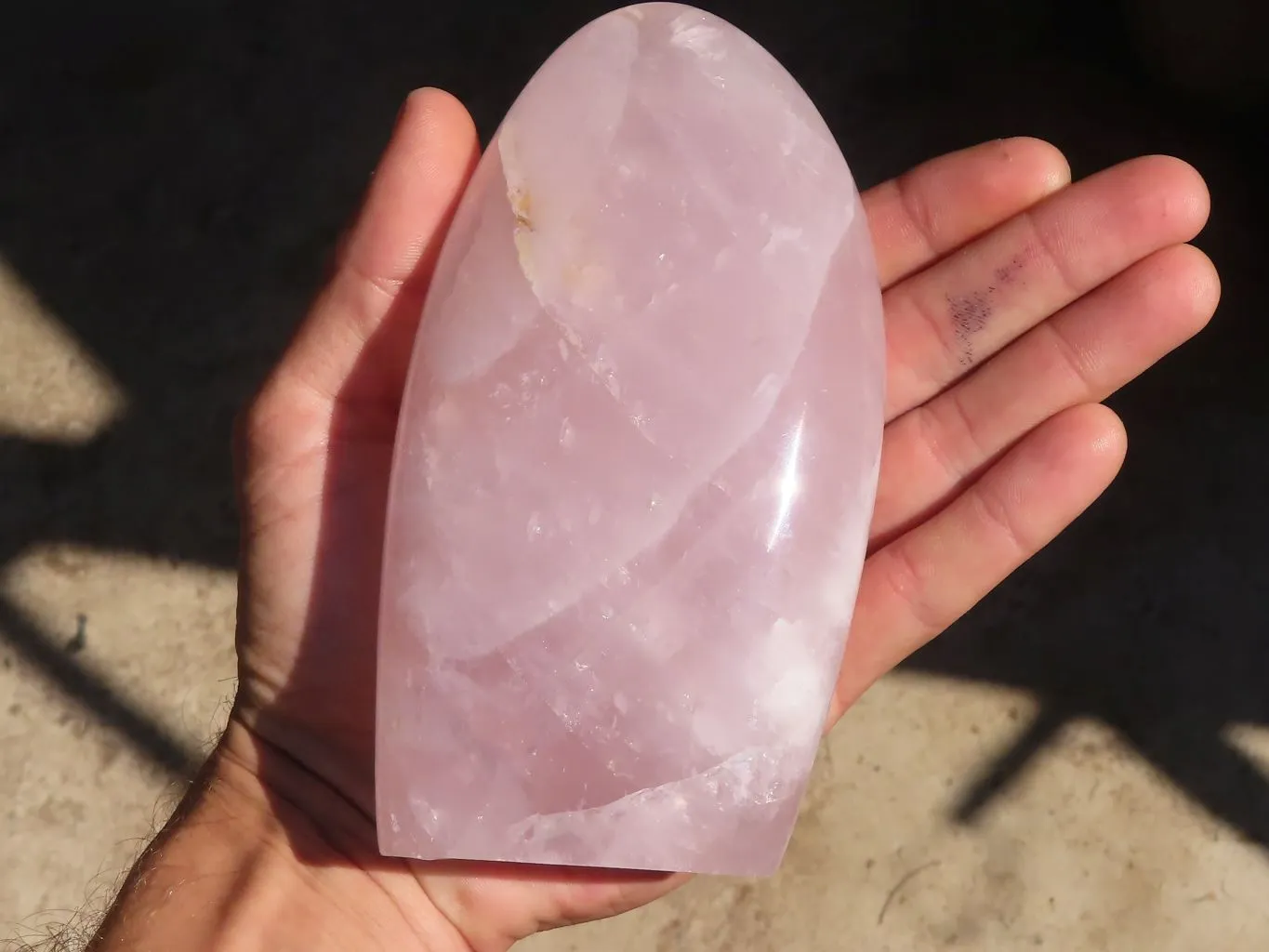 Polished Rose Quartz Standing Free Forms x 3 From Madagascar