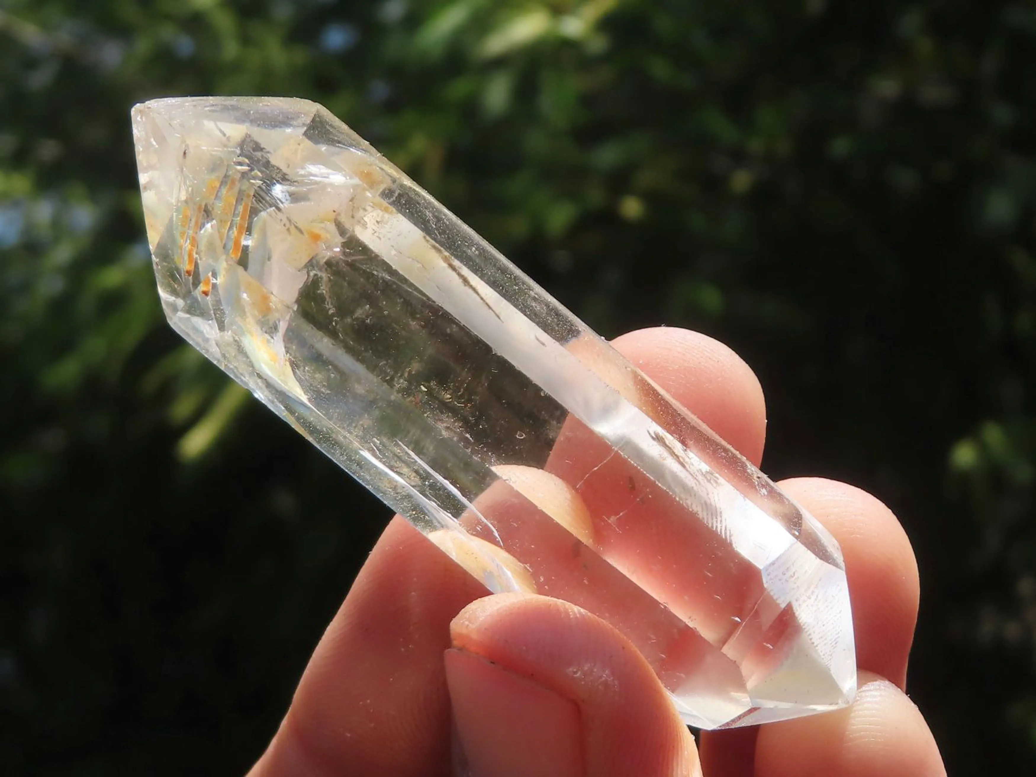 Polished Small Double Terminated Clear & Rainbow Veil Quartz Crystals x 24 From Madagascar