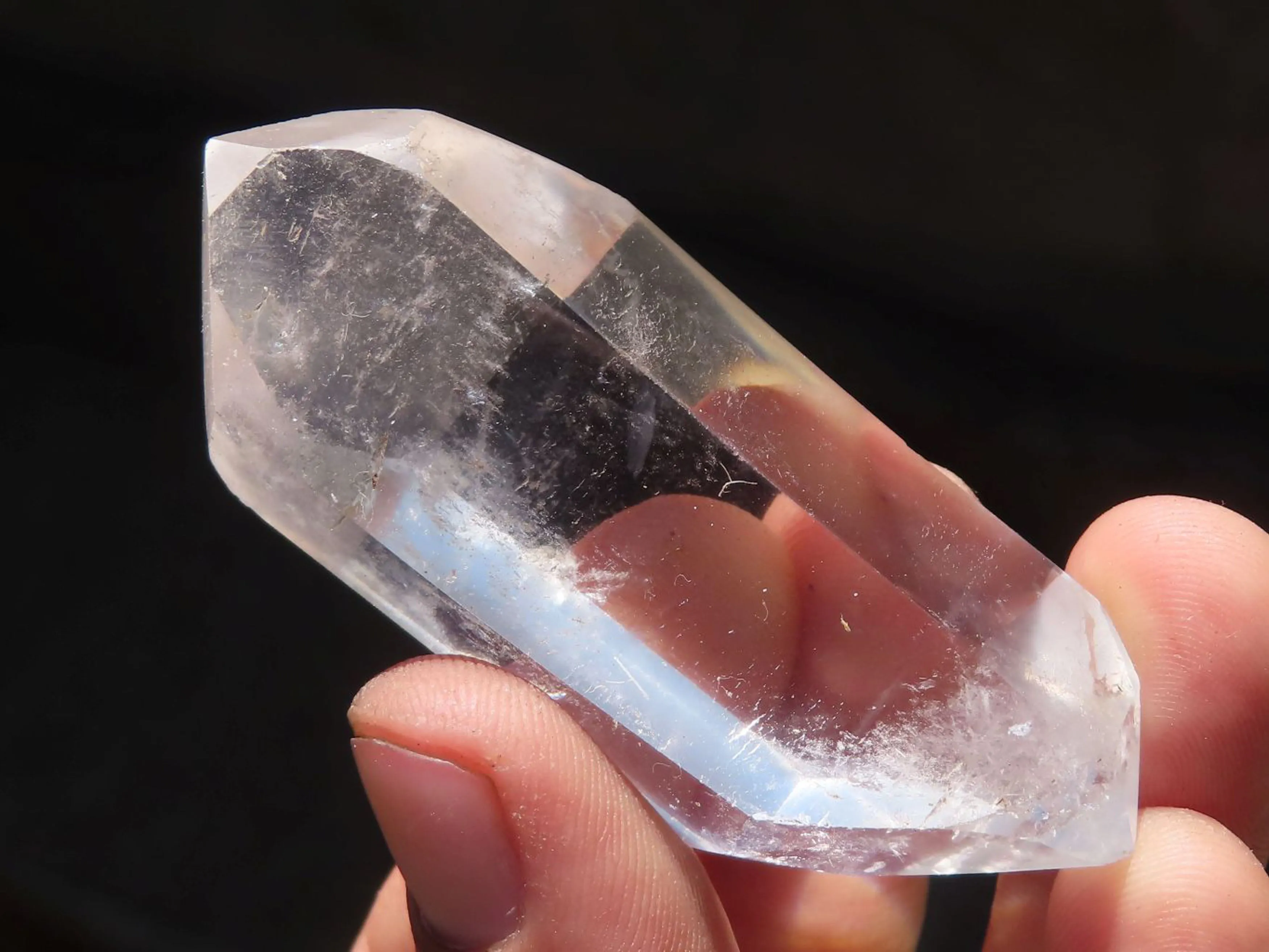 Polished Small Double Terminated Clear & Rainbow Veil Quartz Crystals x 24 From Madagascar