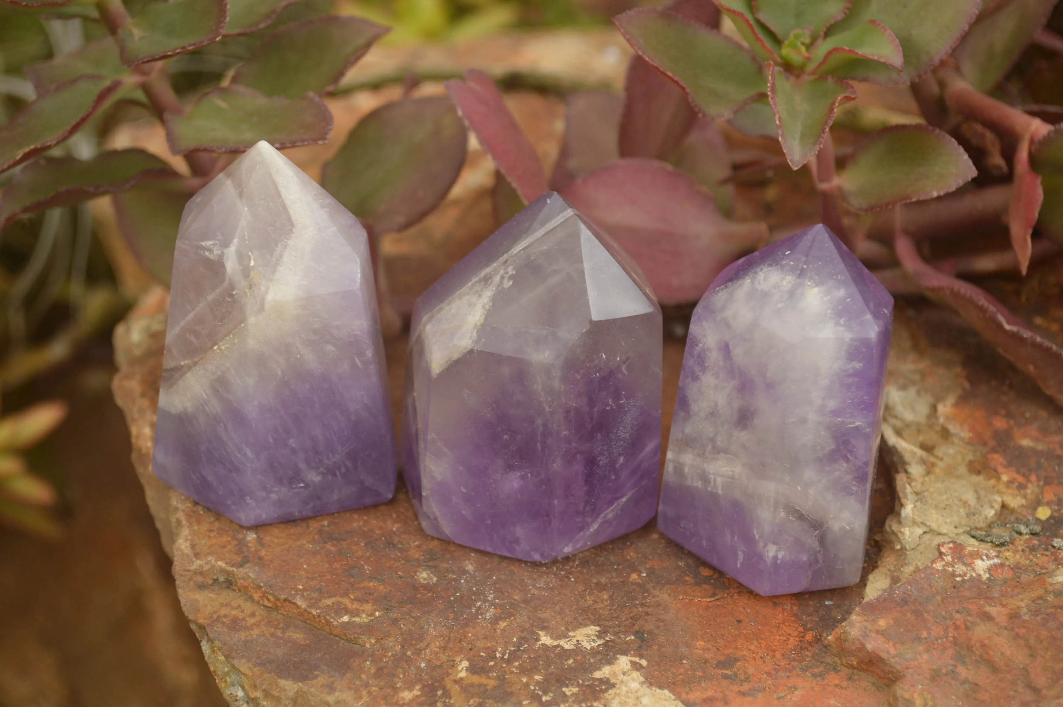 Polished Smokey Amethyst Points x 12 From Madagascar