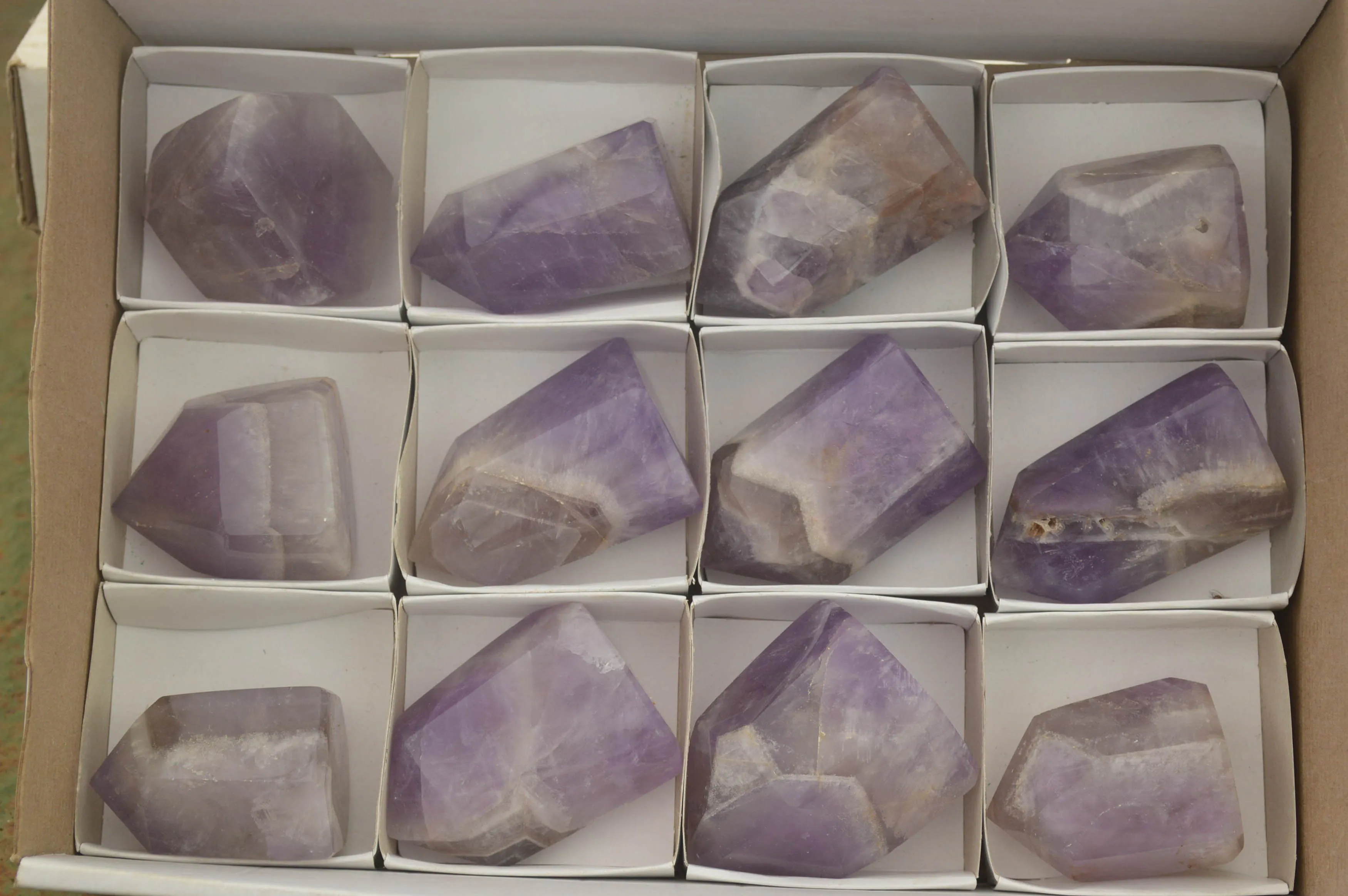 Polished Smokey Amethyst Points x 12 From Madagascar