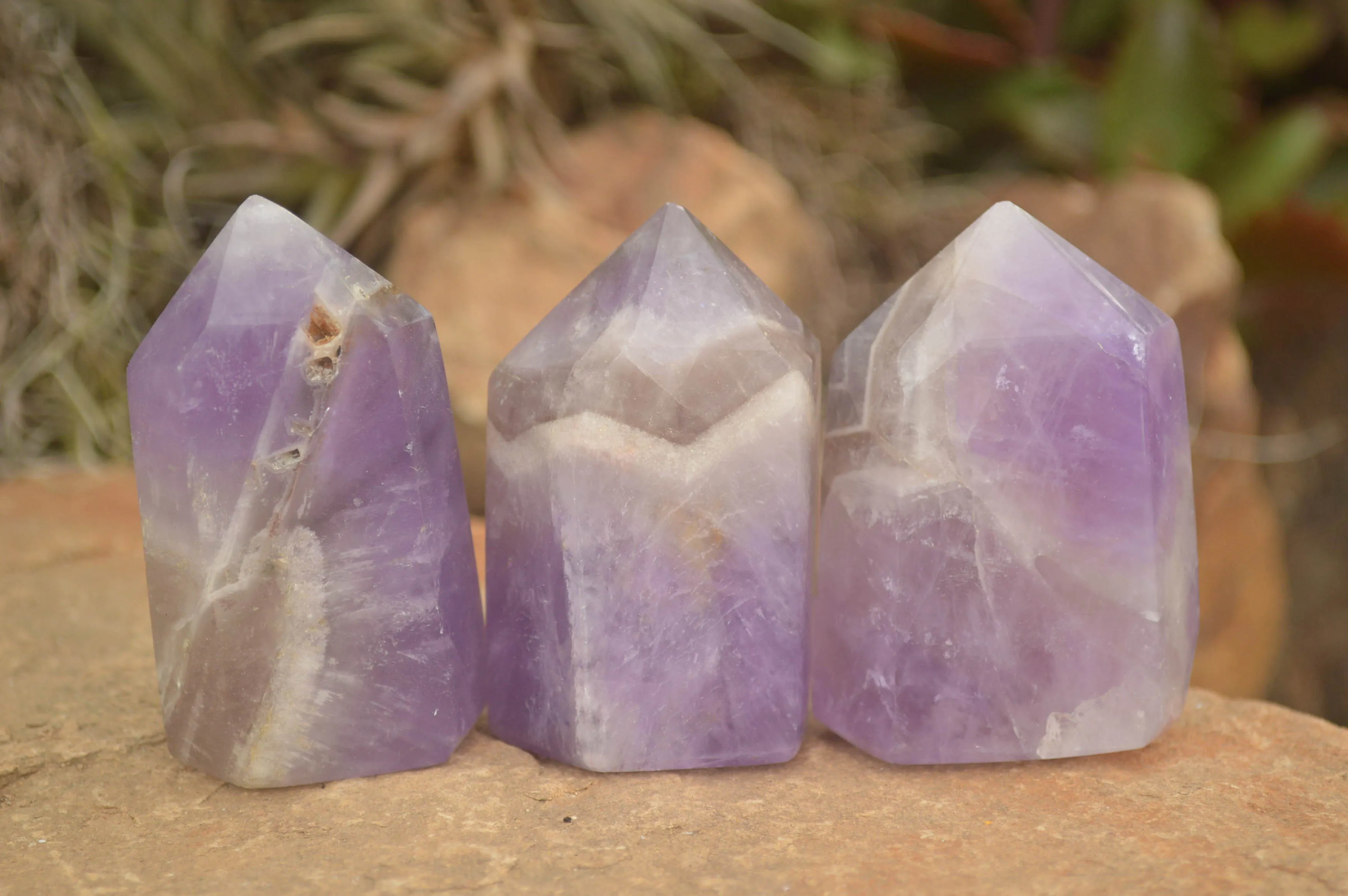 Polished Smokey Amethyst Points x 12 From Madagascar