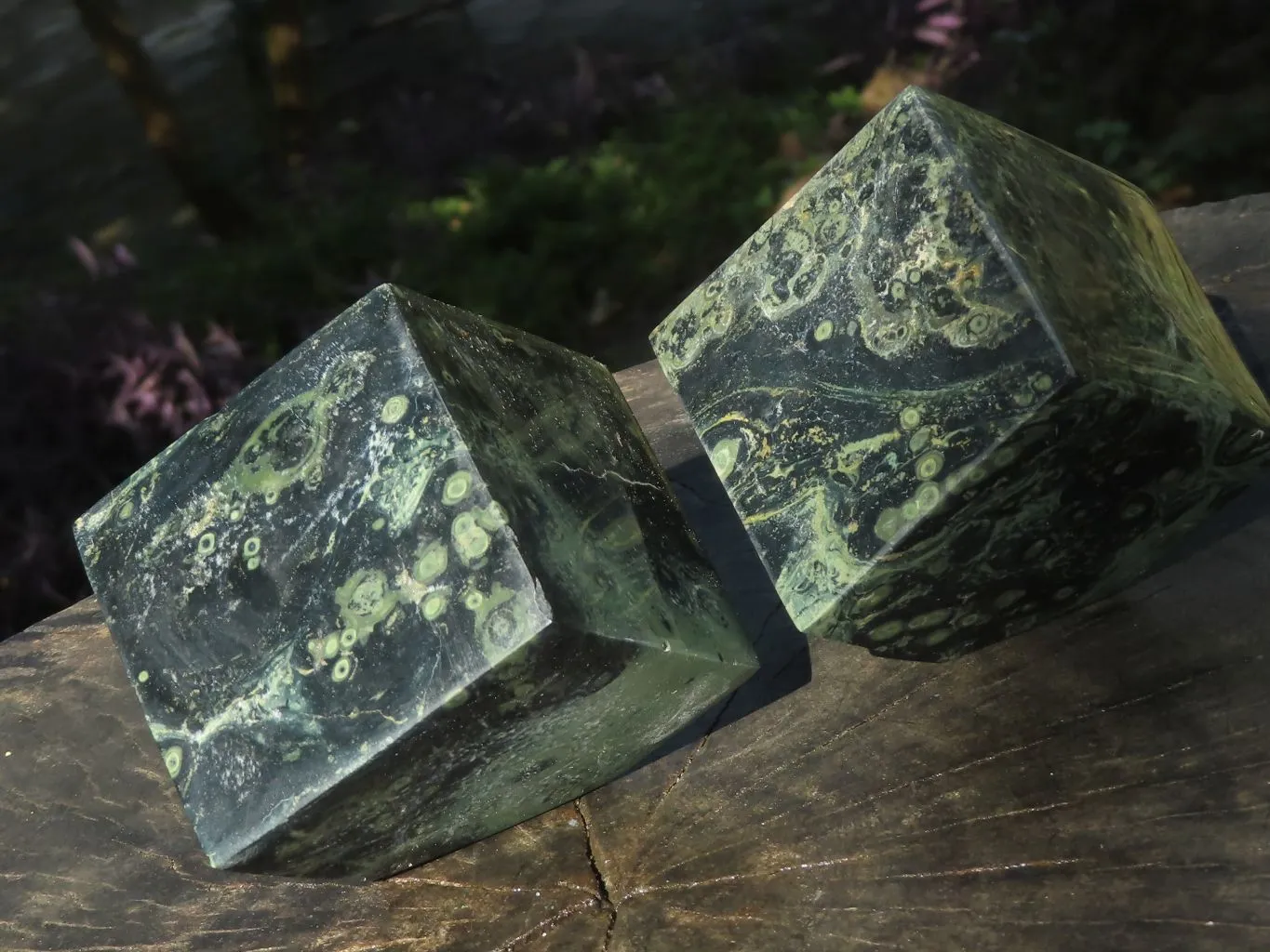 Polished Stromatolite / Kambamba Jasper Cubes (Corners Cut To Stand) x 4 From Mahajanga, Madagascar