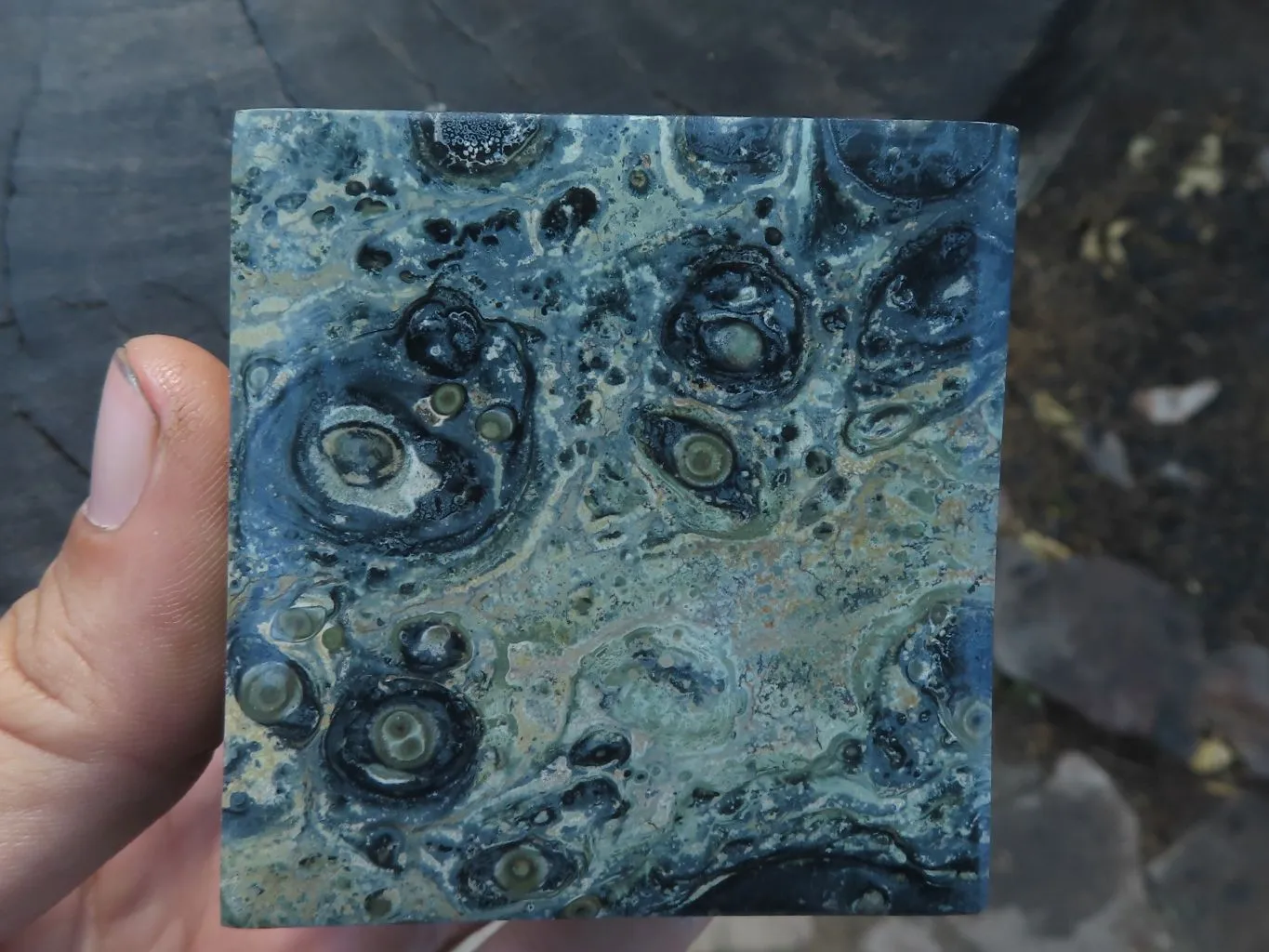 Polished Stromatolite / Kambamba Jasper Cubes (Corners Cut To Stand) x 4 From Mahajanga, Madagascar