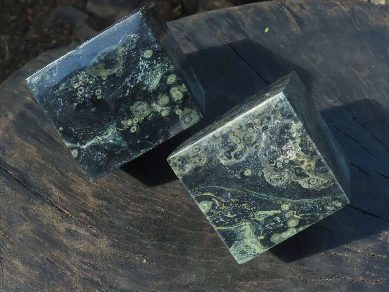 Polished Stromatolite / Kambamba Jasper Cubes (Corners Cut To Stand) x 4 From Mahajanga, Madagascar