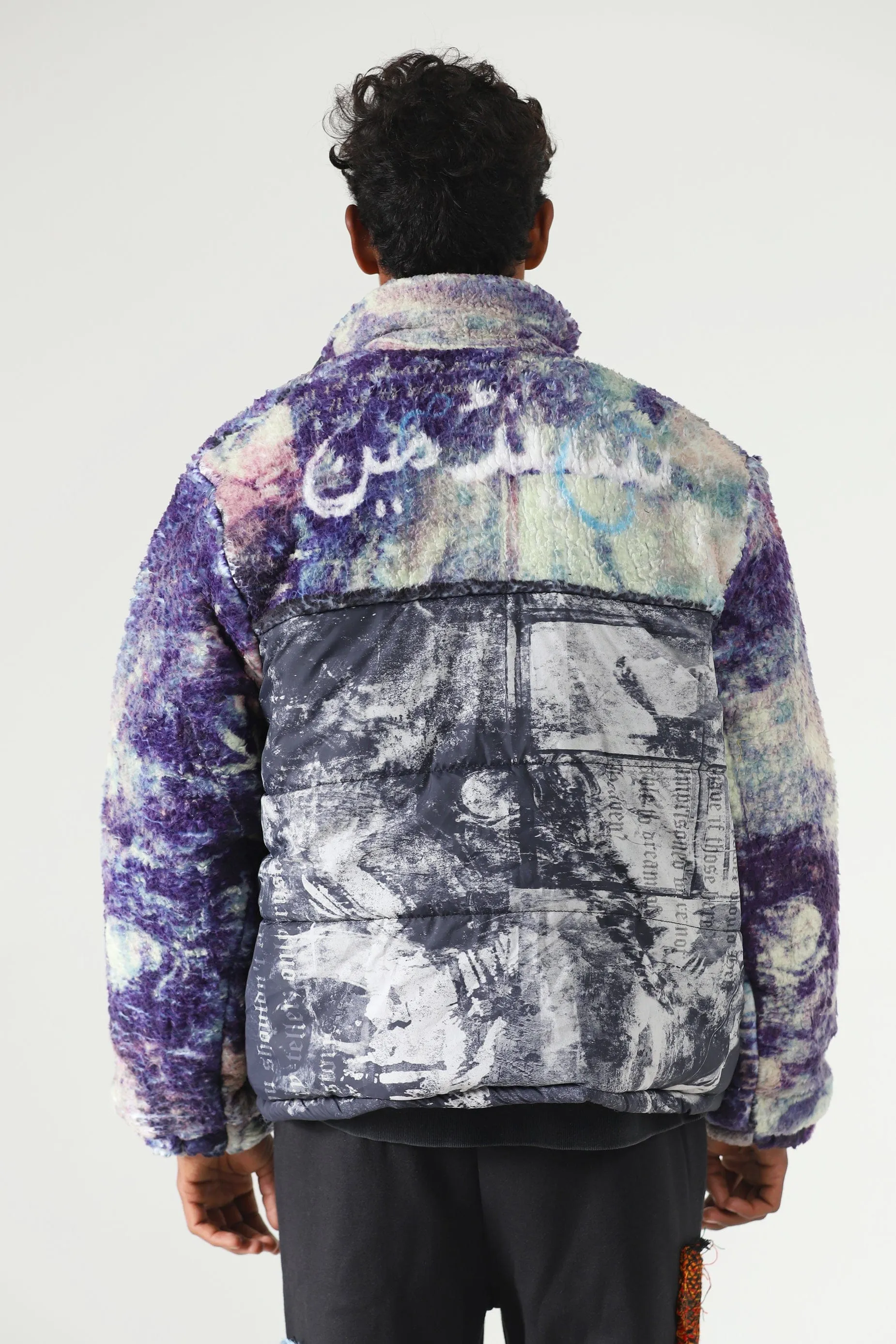 "SANDMAN" PRINTED SHERPA PUFFER JACKET