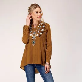 Roper Women's Embroidered Velvet Top