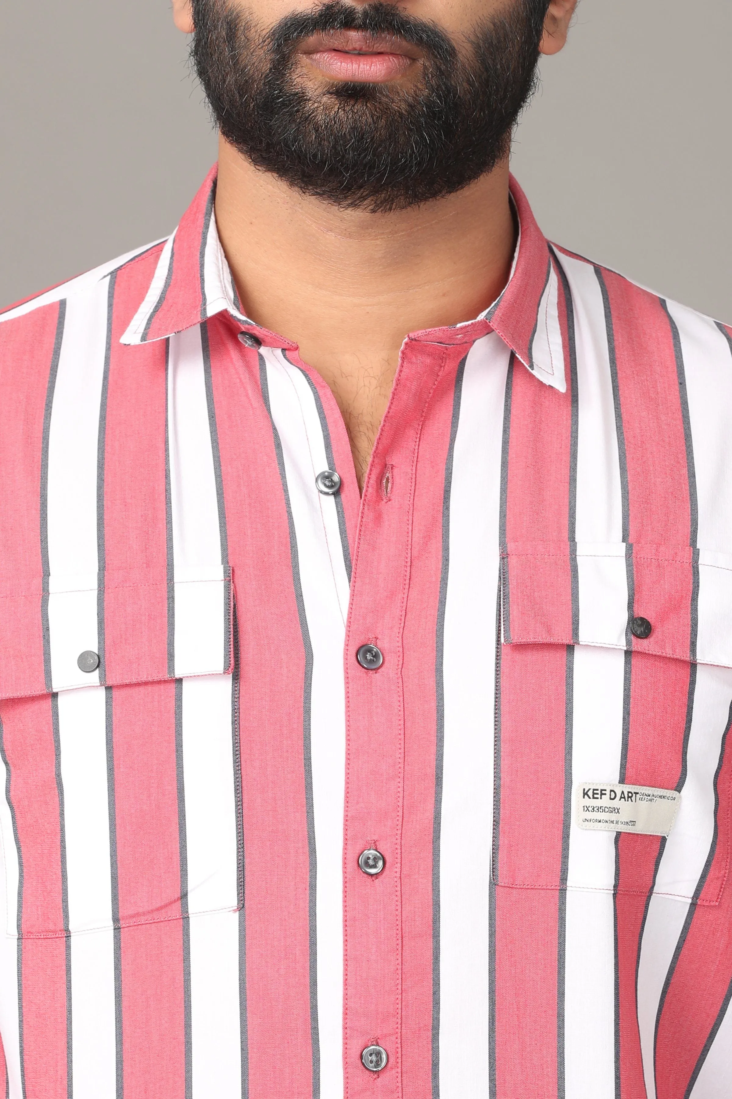 Rose Dual White Striped Full Sleeve Shirt