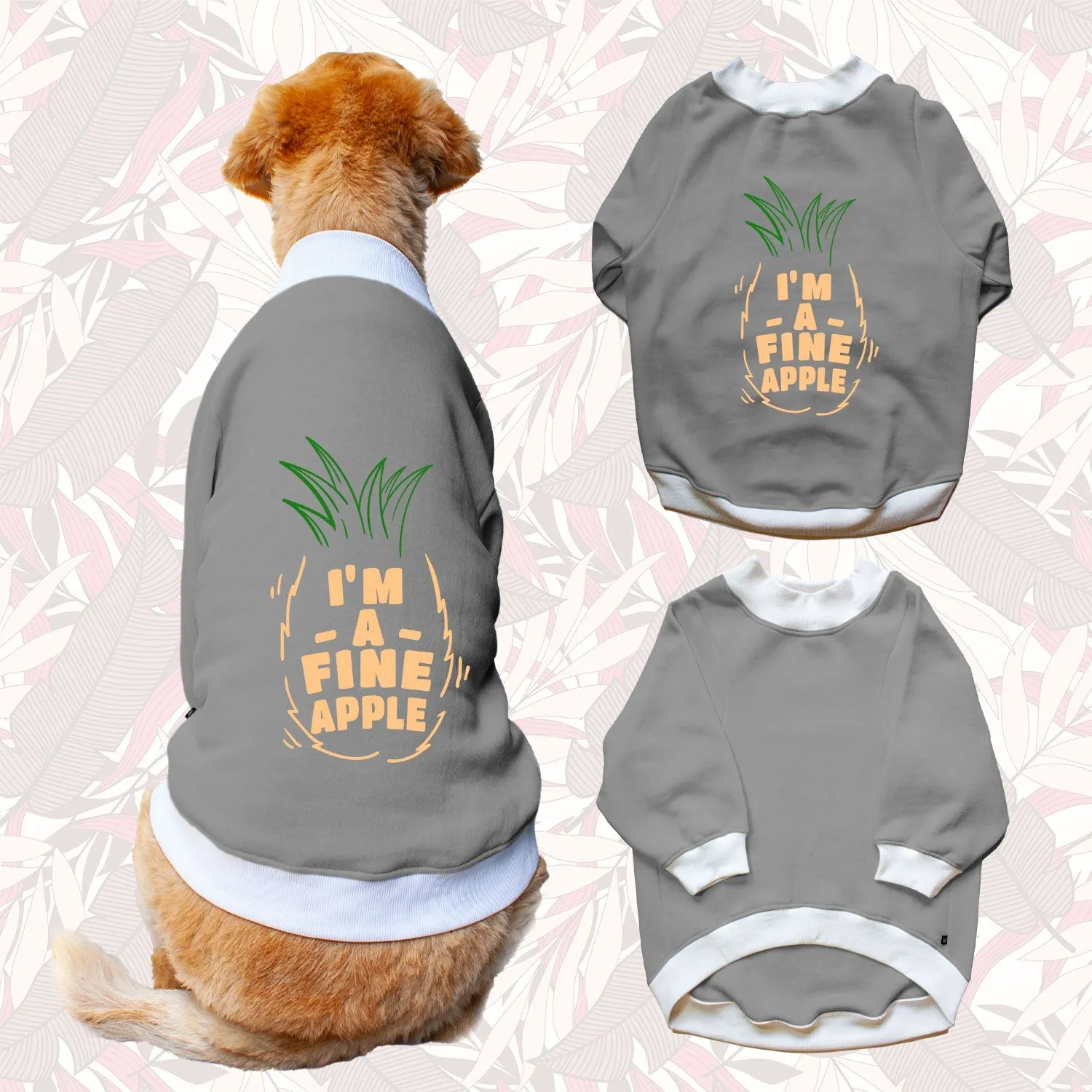 Ruse 'Basics' "Fine-apple" Printed Crew Neck Full Sleeve Sweatshirt For Dogs