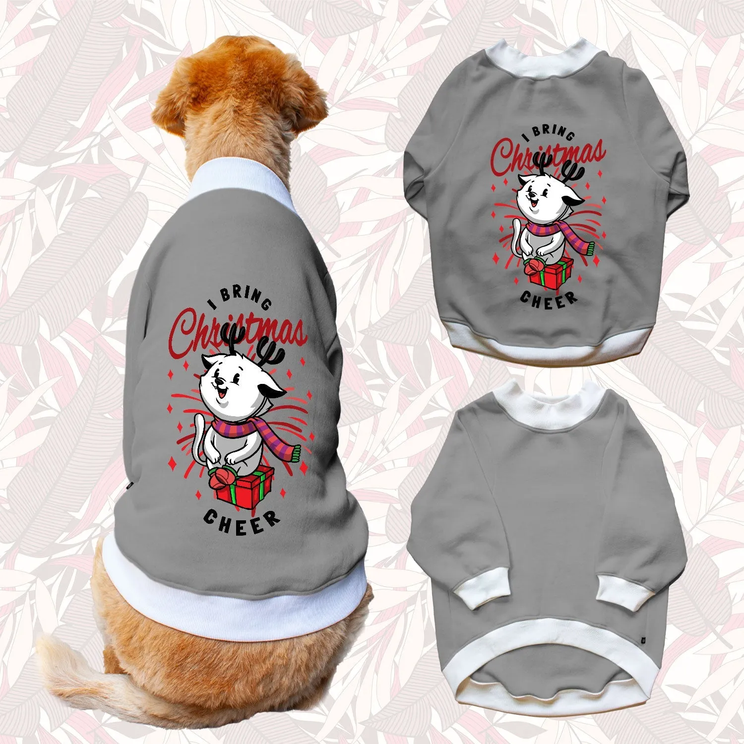 Ruse 'Basics' "I Bring Christmas Cheer" Printed Crew Neck Full Sleeve Sweatshirt For Dogs