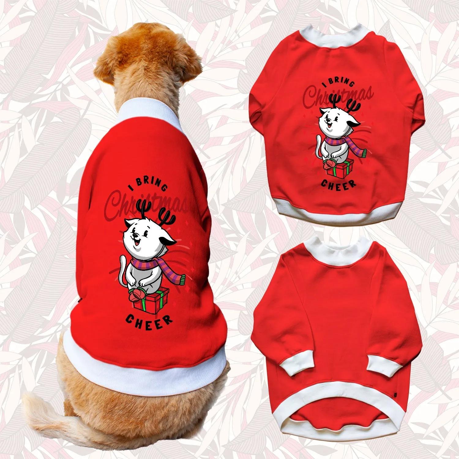 Ruse 'Basics' "I Bring Christmas Cheer" Printed Crew Neck Full Sleeve Sweatshirt For Dogs