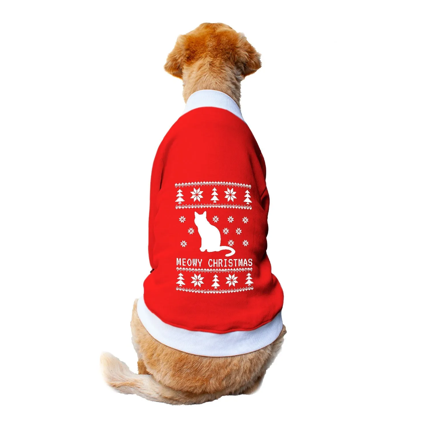 Ruse 'Basics' "Meowy Christmas" Printed Crew Neck Full Sleeve Sweatshirt For Dogs