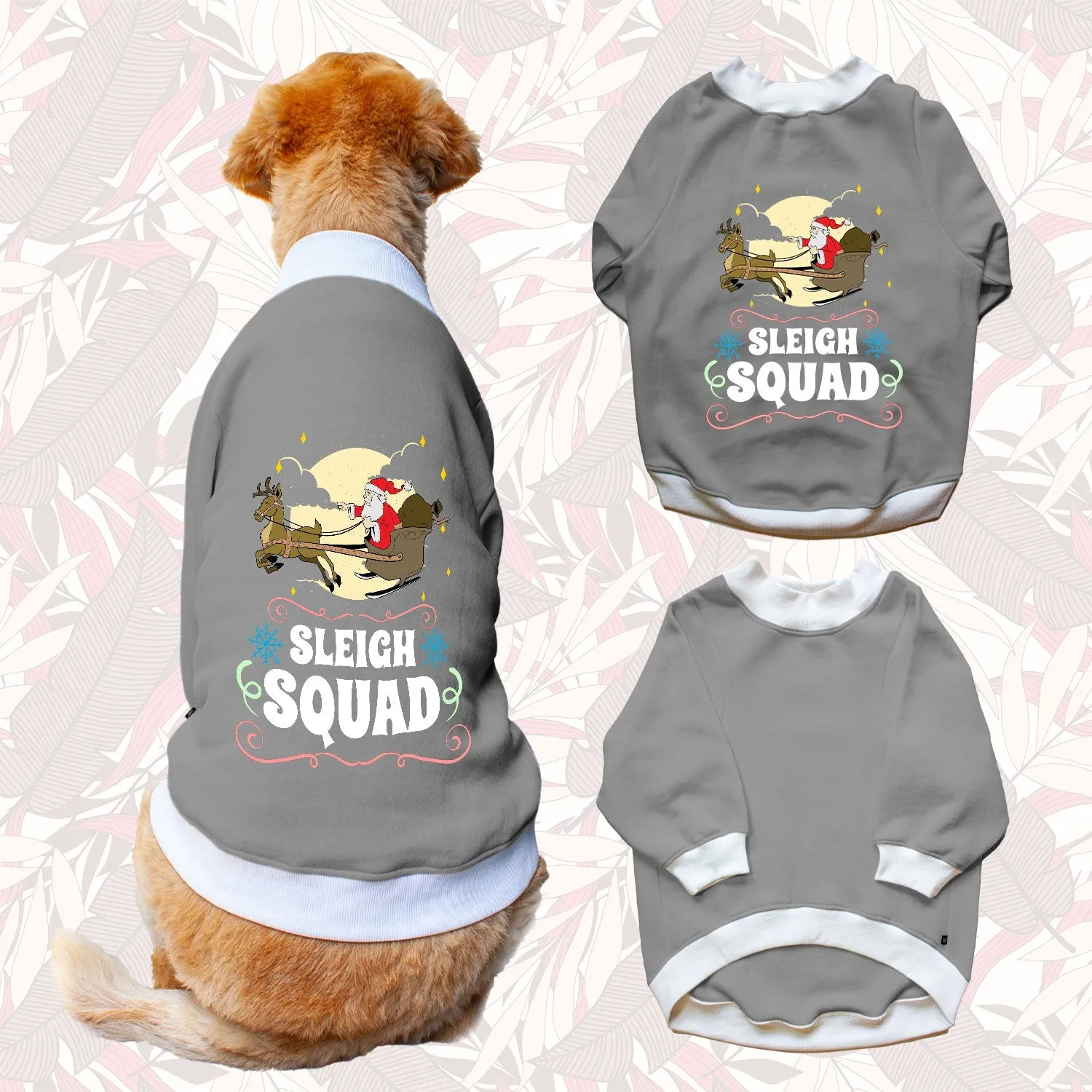 Ruse 'Basics' "Sleigh Squad" Printed Crew Neck Full Sleeve Sweatshirt For Dogs