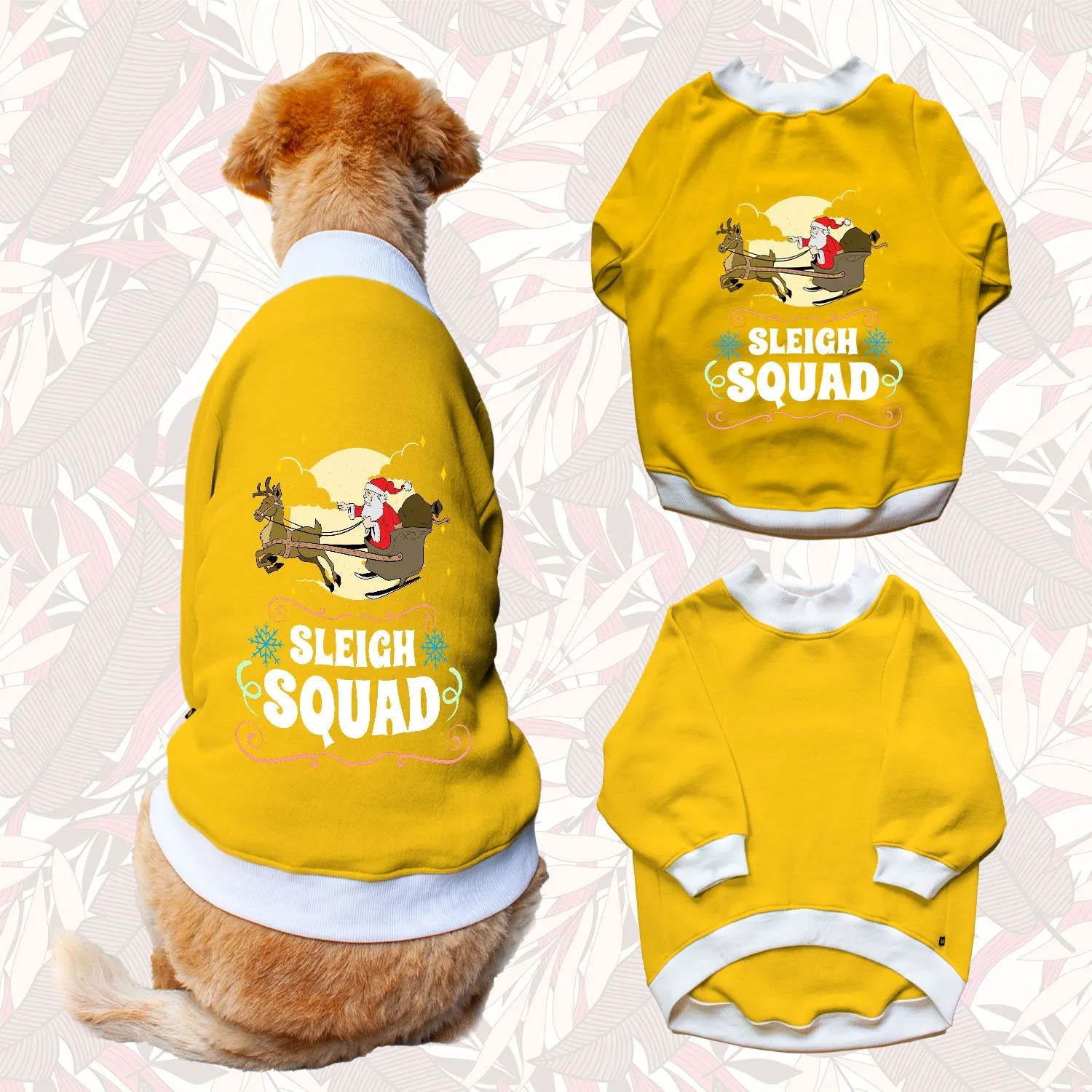 Ruse 'Basics' "Sleigh Squad" Printed Crew Neck Full Sleeve Sweatshirt For Dogs