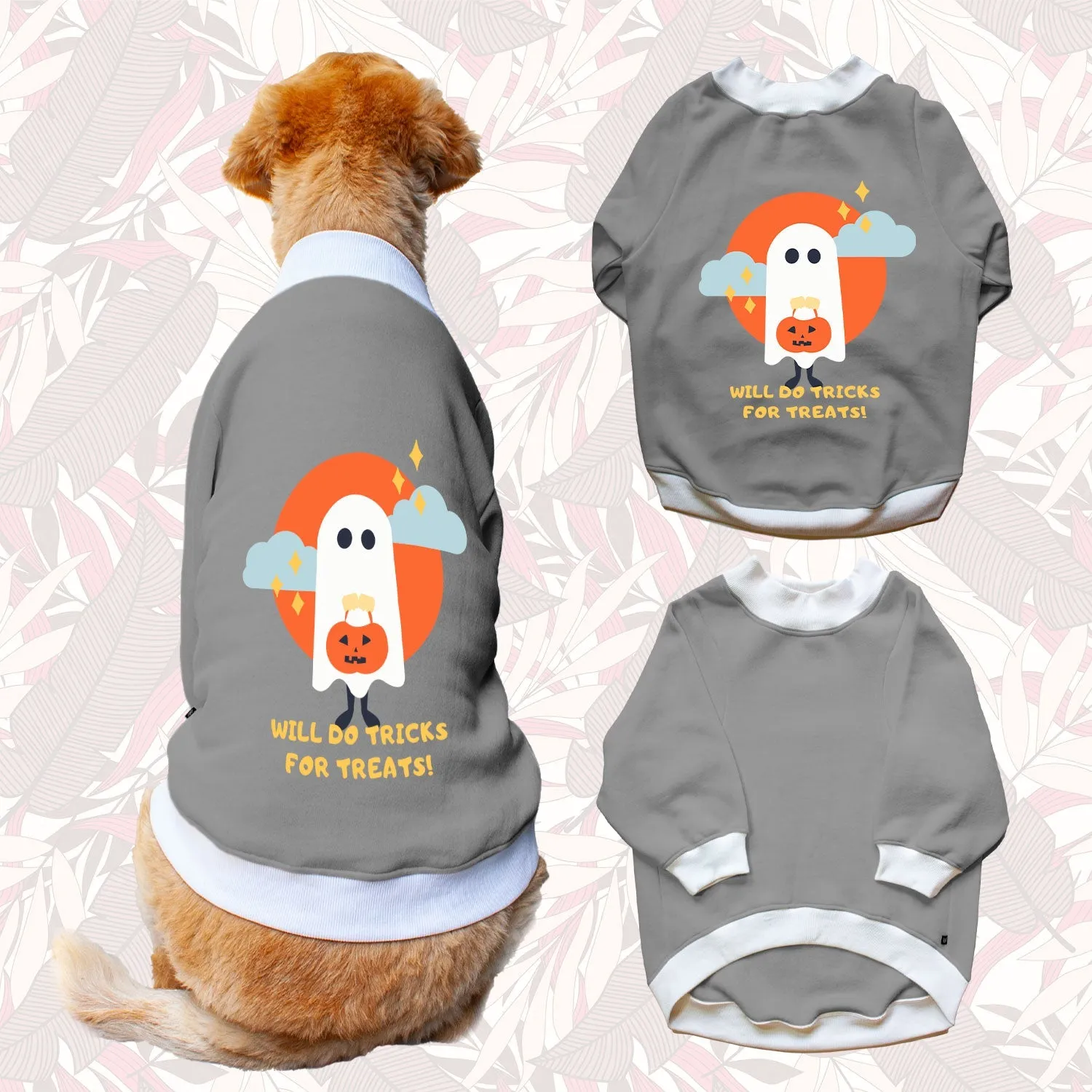 Ruse 'Basics' "Will Do Tricks For Treats" Printed Crew Neck Full Sleeve Sweatshirt For Dogs