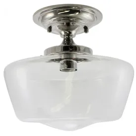 Schoolhouse Polished Nickel Finish Fixture - Clear Glass