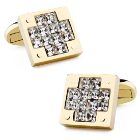 Square Crystal Cross Cufflinks