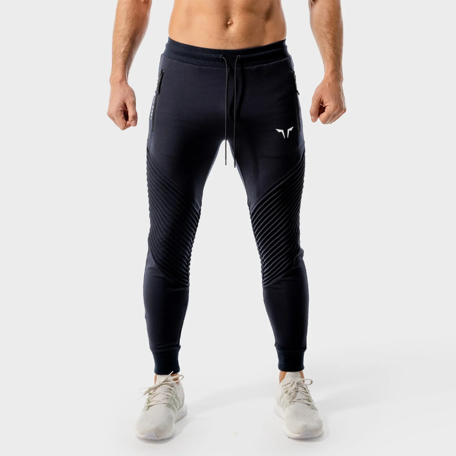 Statement Ribbed Joggers- Navy