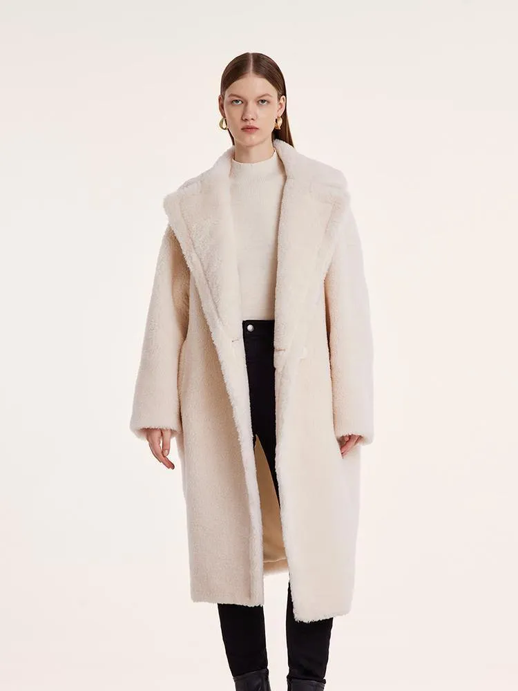 Teddy Lamb Wool Lapel Oversized Coat