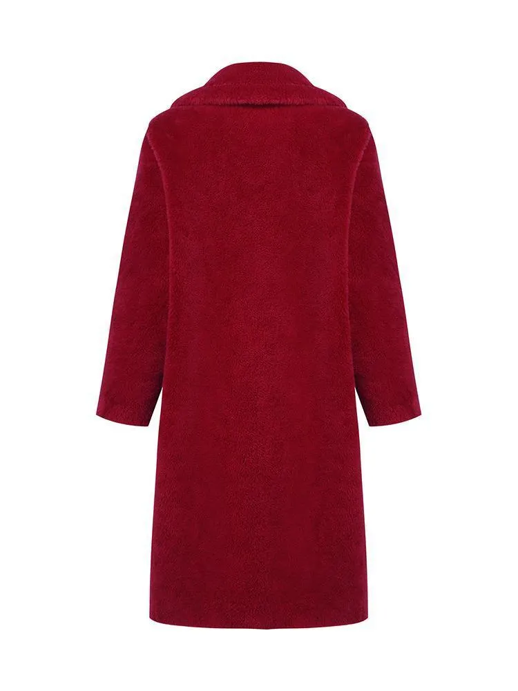 Teddy Lamb Wool Lapel Oversized Coat