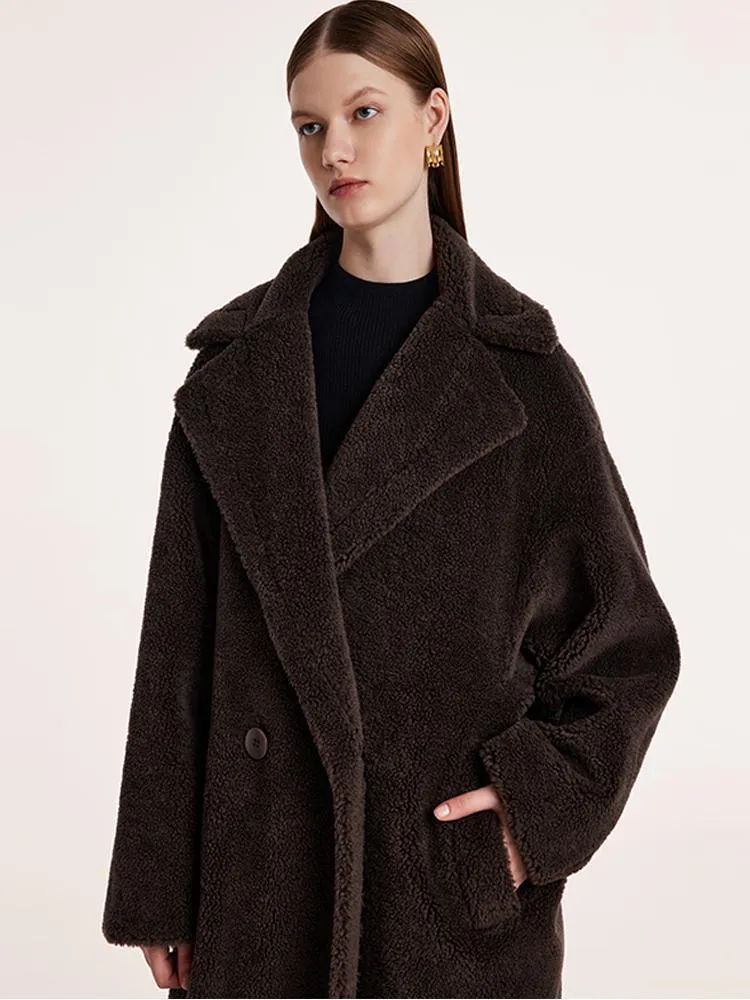 Teddy Lamb Wool Lapel Oversized Coat