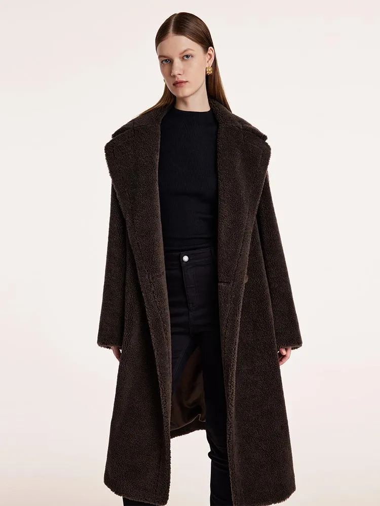 Teddy Lamb Wool Lapel Oversized Coat