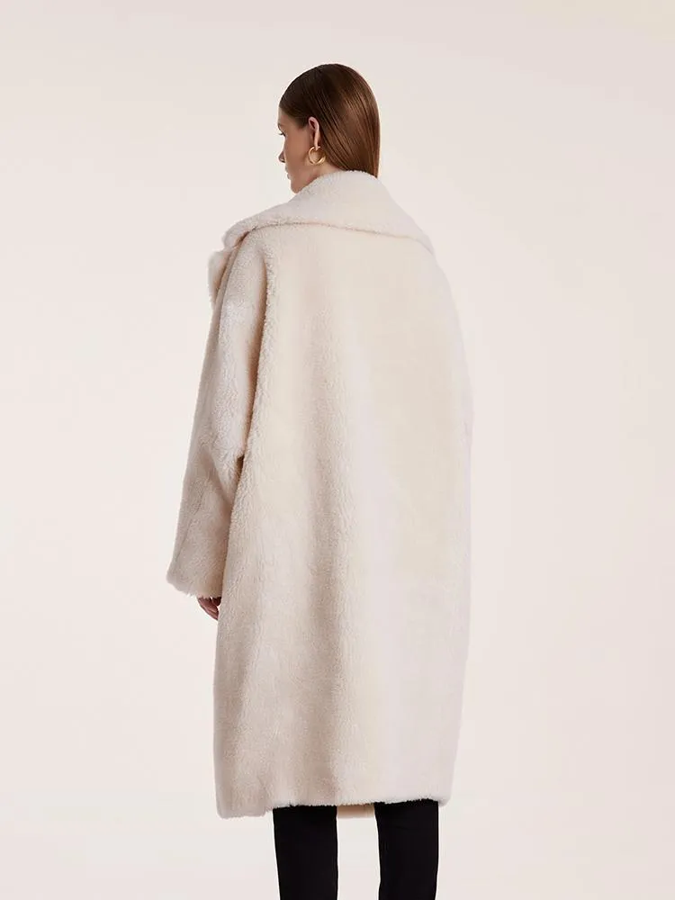 Teddy Lamb Wool Lapel Oversized Coat