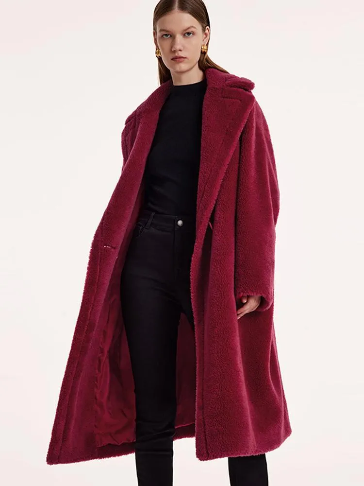 Teddy Lamb Wool Lapel Oversized Coat