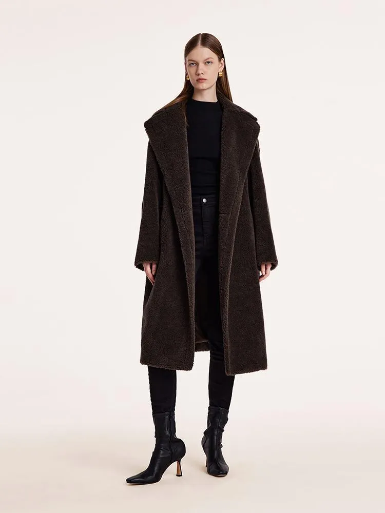 Teddy Lamb Wool Lapel Oversized Coat