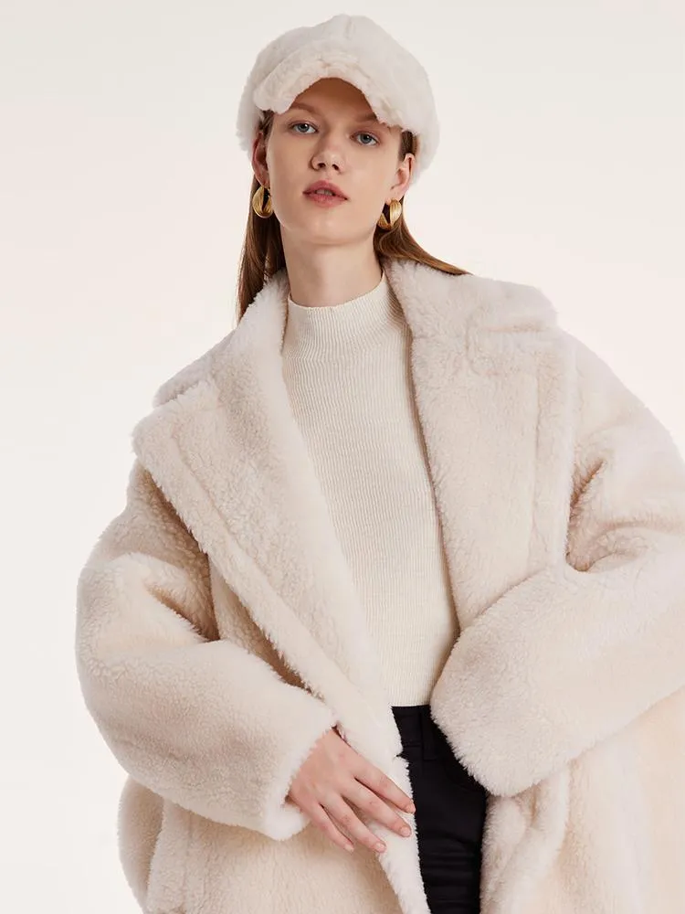 Teddy Lamb Wool Lapel Oversized Coat