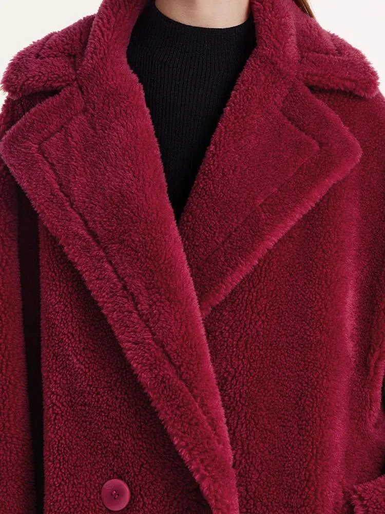 Teddy Lamb Wool Lapel Oversized Coat