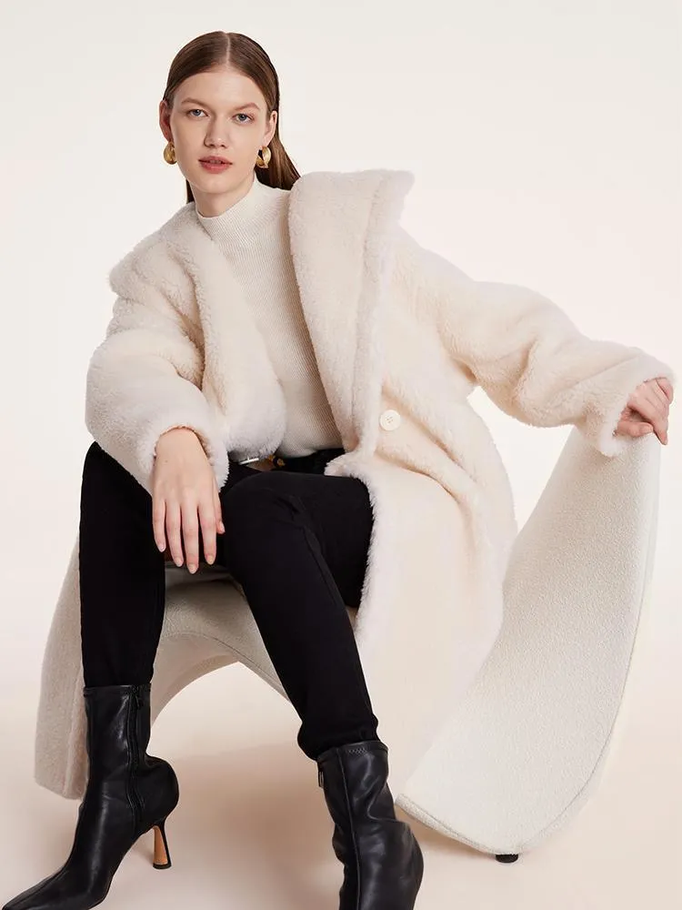 Teddy Lamb Wool Lapel Oversized Coat