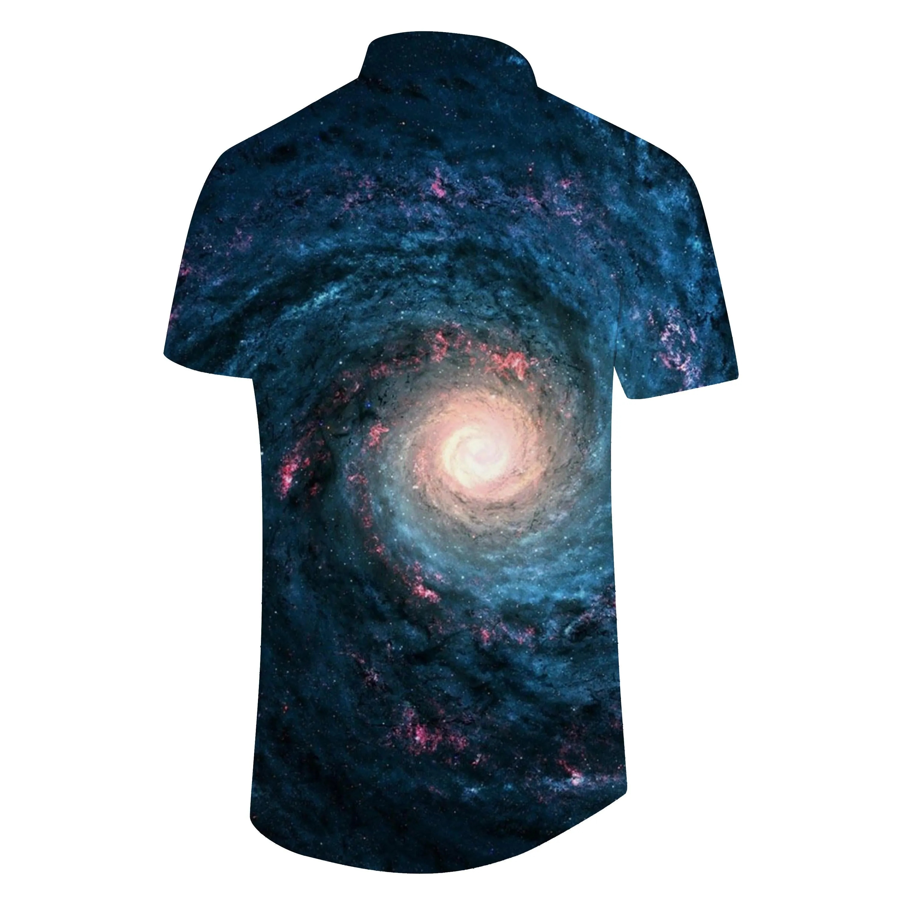 Tropical Climate Starry Sky Black Hole Hawaii Men's Casual Shirt 3D Printed Collar Shirt Summer Short Sleeve Top Casual Beach Shirt Mixed Color