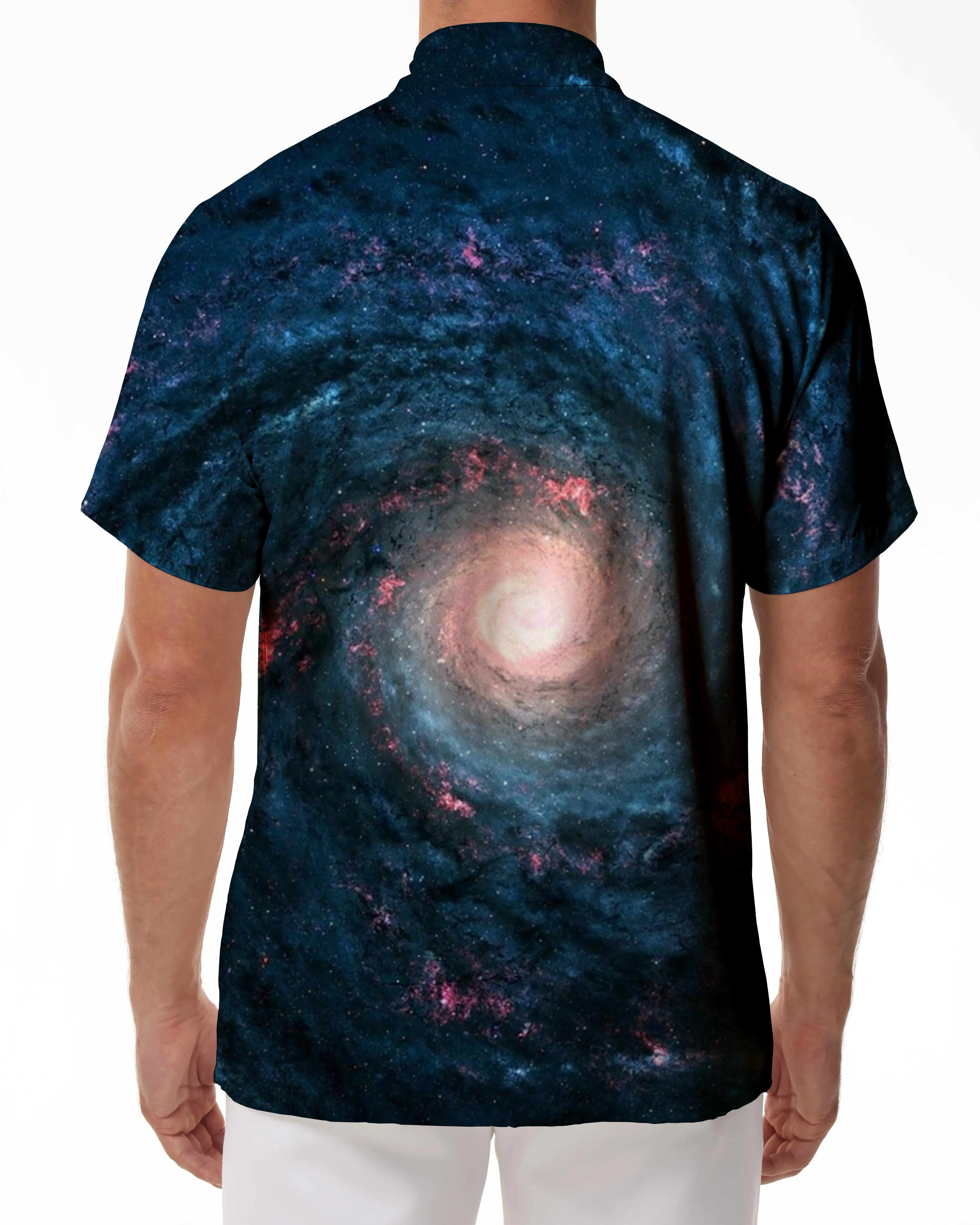 Tropical Climate Starry Sky Black Hole Hawaii Men's Casual Shirt 3D Printed Collar Shirt Summer Short Sleeve Top Casual Beach Shirt Mixed Color