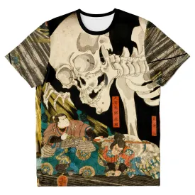 Utagawa Kuniyoshi: Mitsukuni Defying the Skeleton Spectre Vintage Yokai Supernatural Japanese Mythology Boho Ukiyo-e Graphic T-Shirt