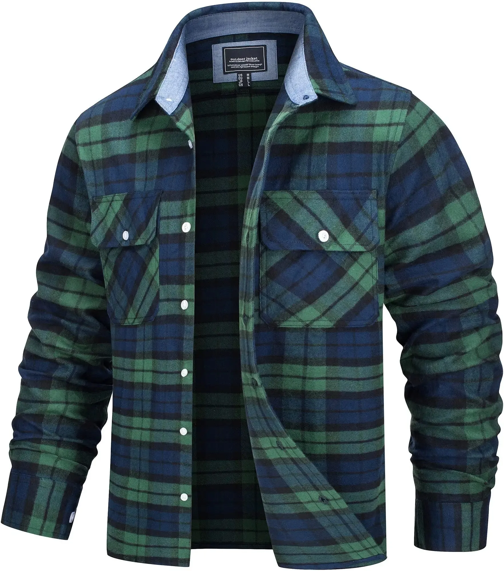 West Louis™ Button Down Cotton Plaid Flannel Lumberjack Shirt