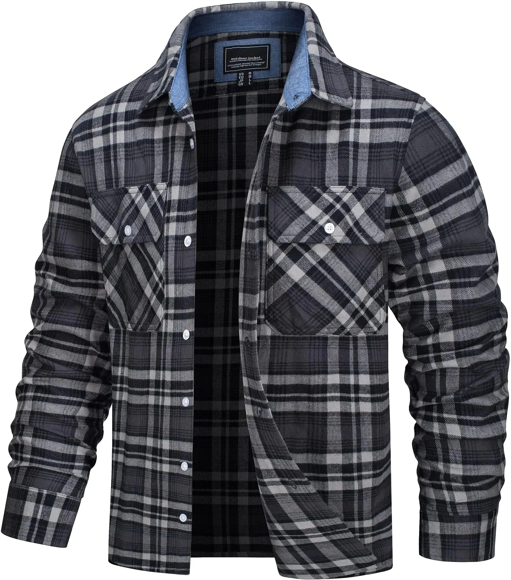 West Louis™ Button Down Cotton Plaid Flannel Lumberjack Shirt