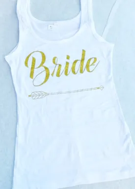 White Bride Gold Glitter Arrow Top