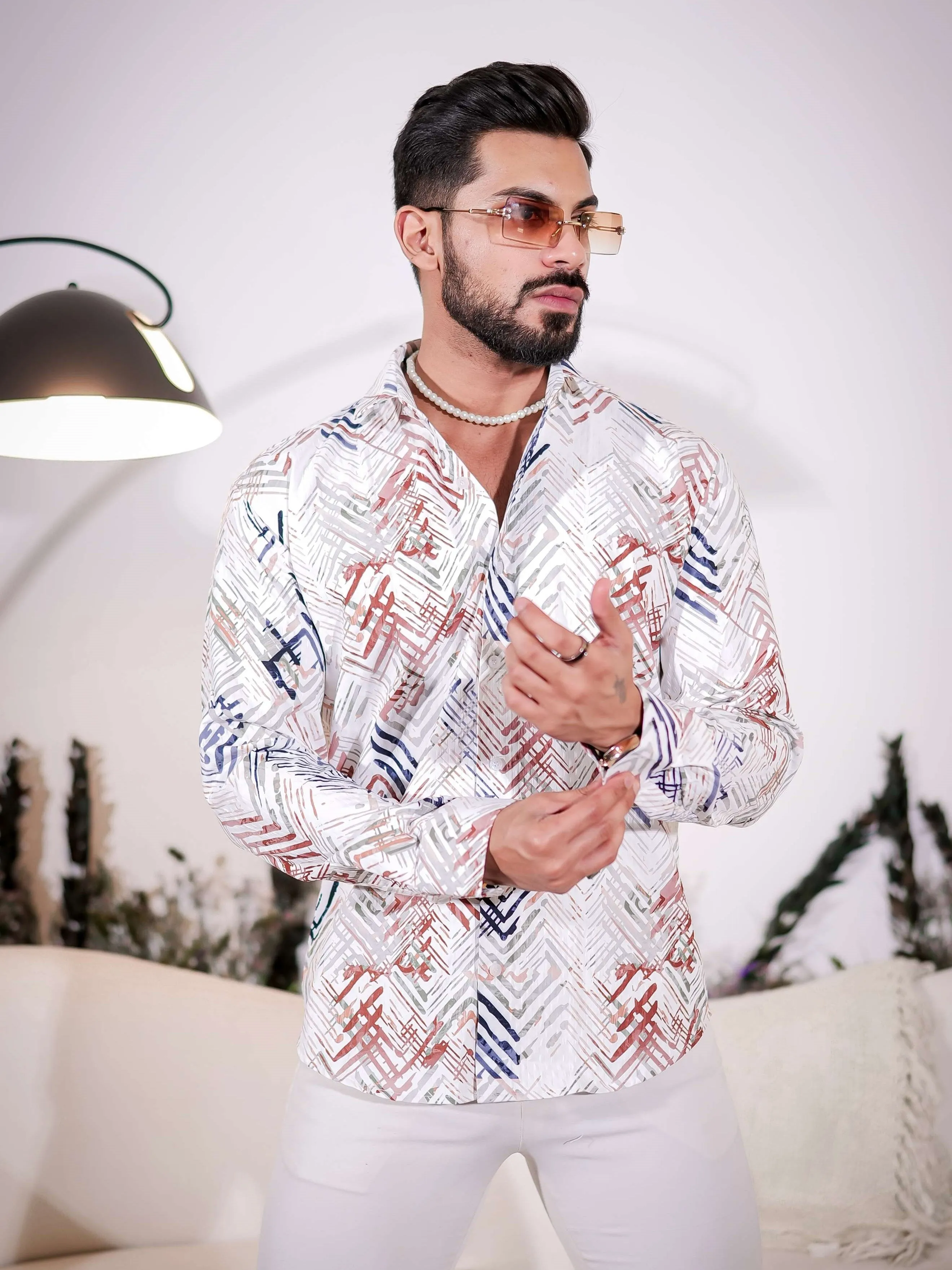 White-Maroon Multicolor Imported Premium Shirt for Men's