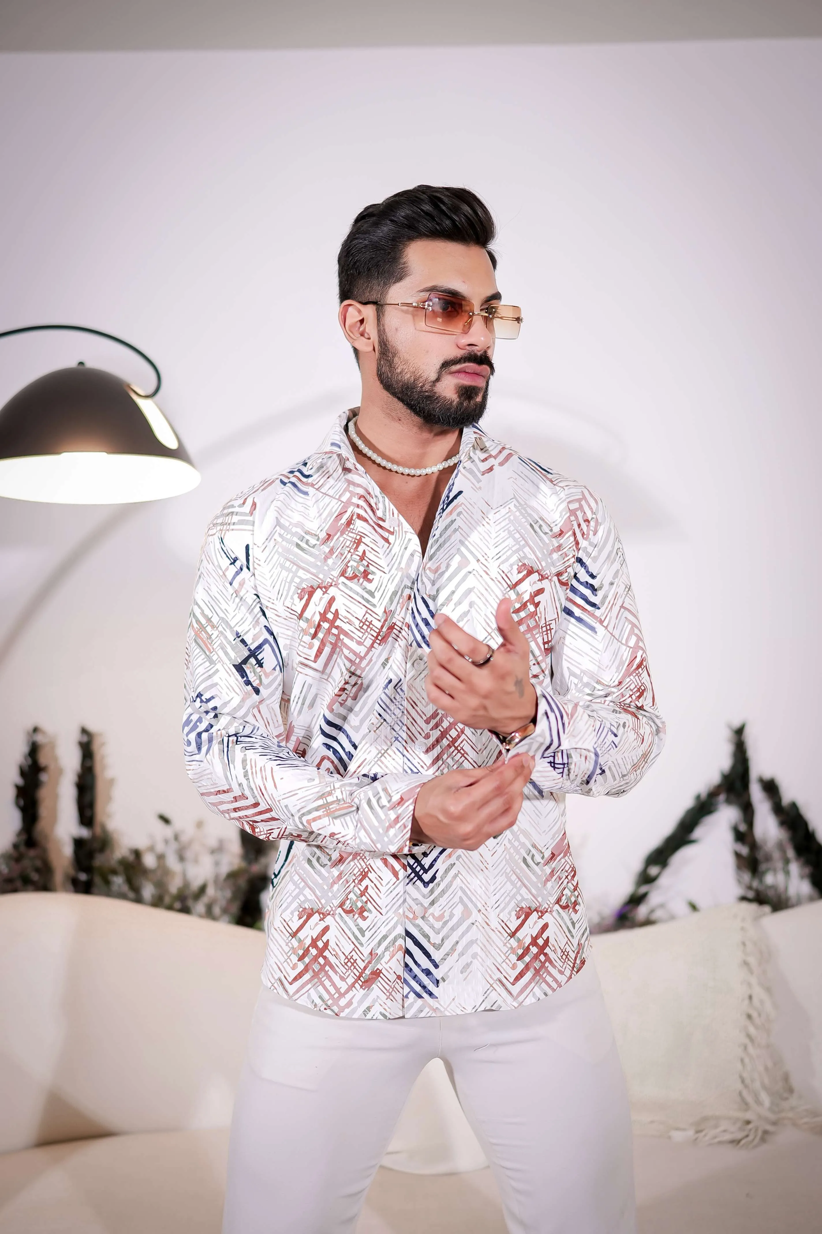 White-Maroon Multicolor Imported Premium Shirt for Men's