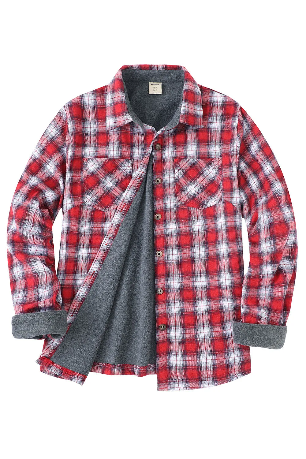 Women's Fleece Lined Plaid Button Down Flannel Shirt Jacket