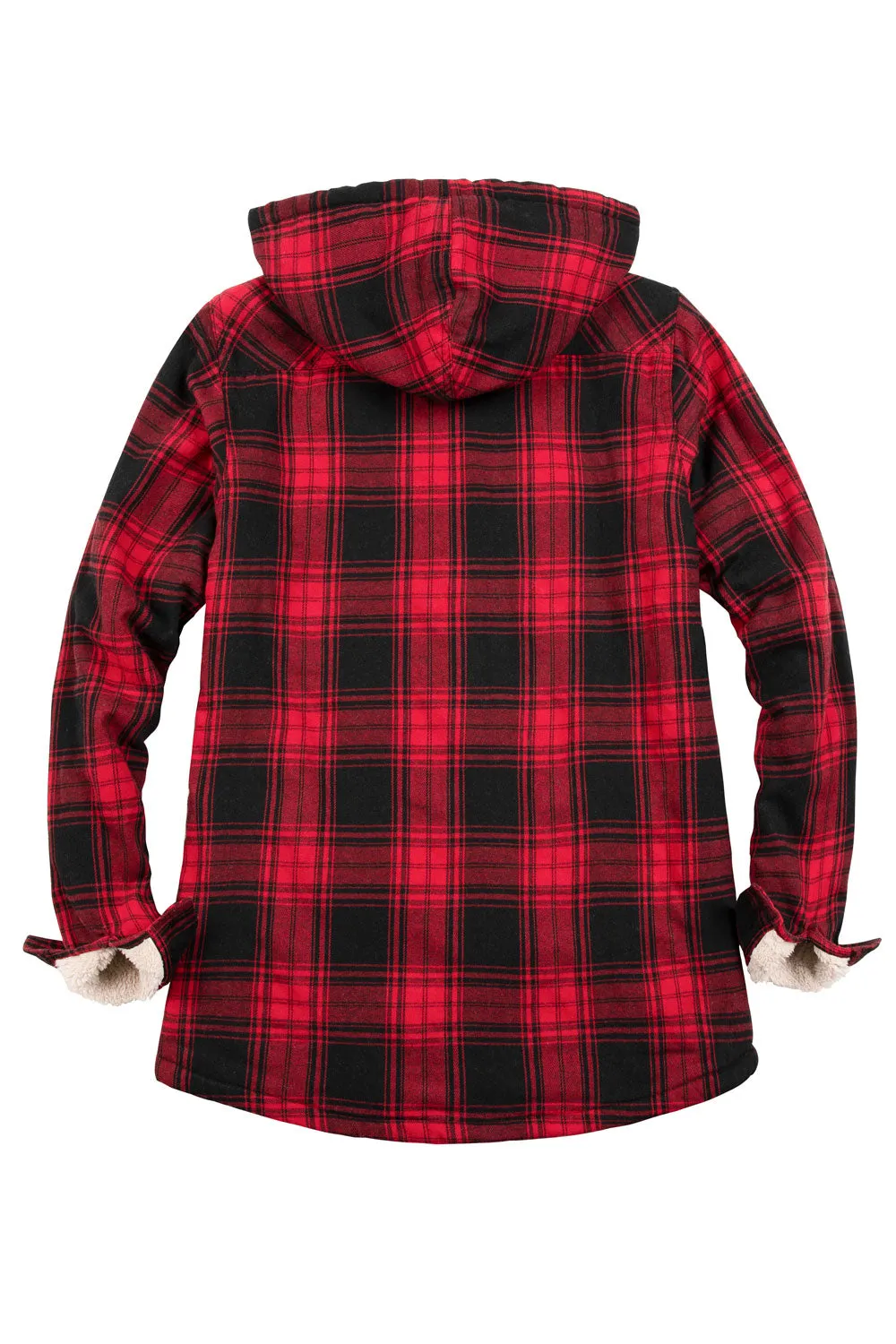 Women's Sherpa Lined Flannel Jacket with Hood, Button Up Plaid