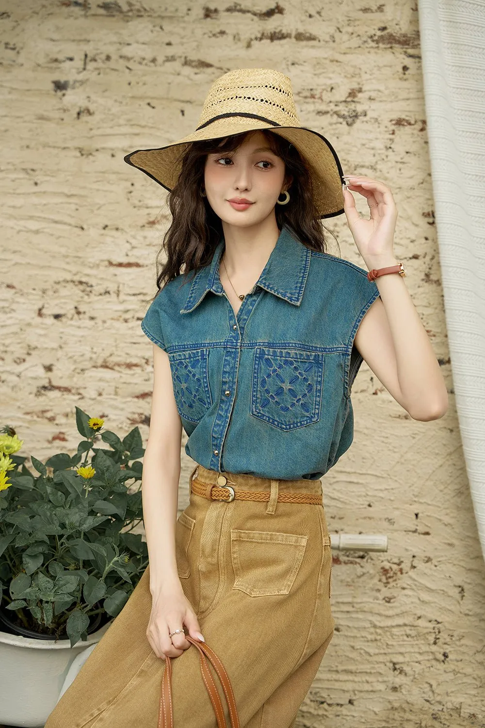 Women's Sleeveless Waistcoat Shirt