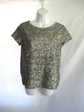 ZADIG VOLTAIRE DELUXE Sequin Top Blouse Shirt S Silver TRUSTY PAILLETTES